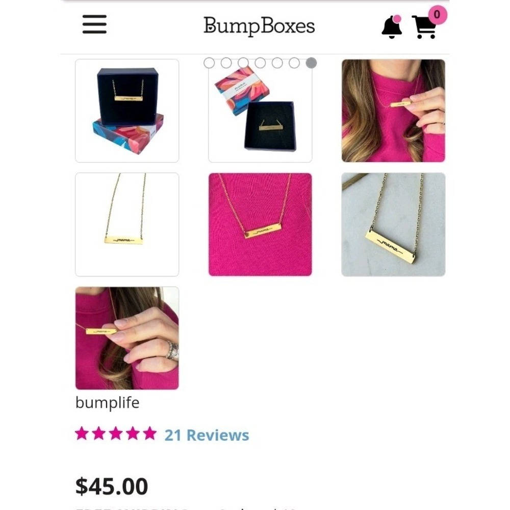 Mama Necklace Bump Box Gold Filled Looks Good On You Bumplife Push Gift 20" - Picture 8 of 9